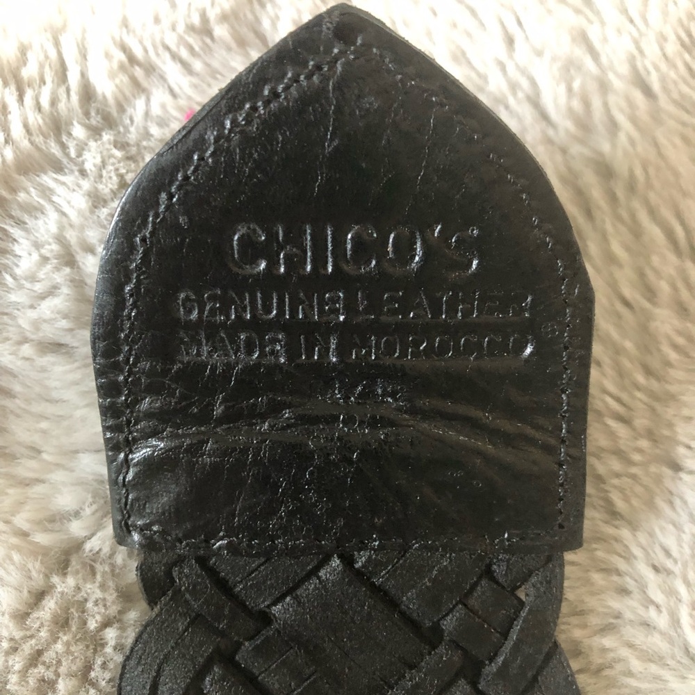 Chico's Black Braided Leather Slide Sandal